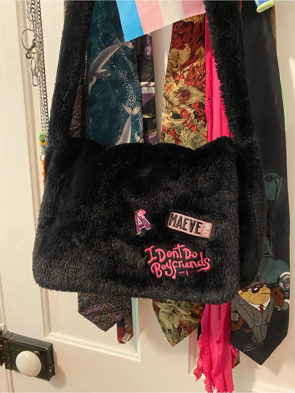 fuzzy cross body bag
